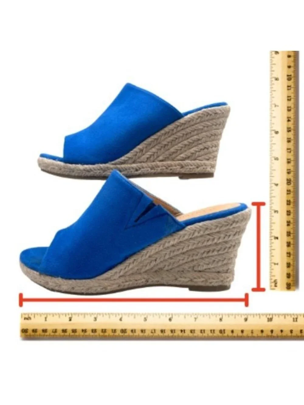 Stylish Wanted Microfiber Open Toe Slip on Wedge Sandal Espadrille Style Size 6